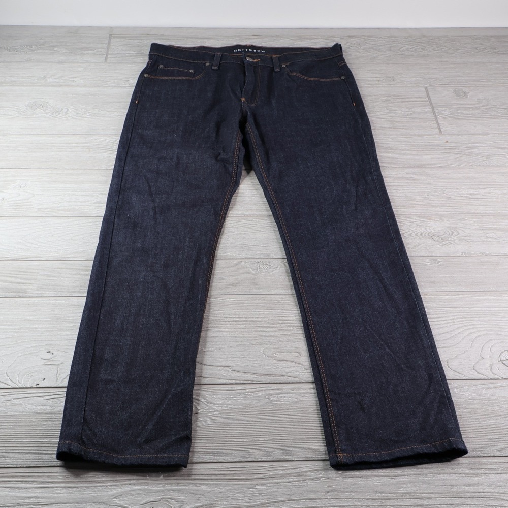 Mott & Bow Slim Moscoe Jeans Men's 33x30 Dark Indigo Resin Denim Pants